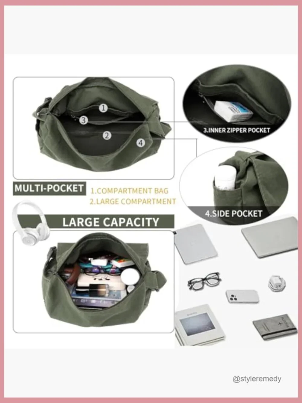 Vintage Canvas Messenger Bag Crossbody Shoulder Sling Satchel for Laptop
